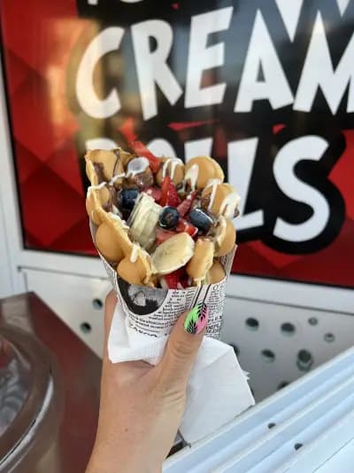 Icecream rolls and bubble waffles