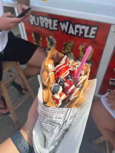 Icecream rolls and bubble waffles