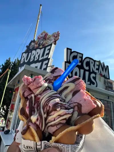 Icecream rolls and bubble waffles
